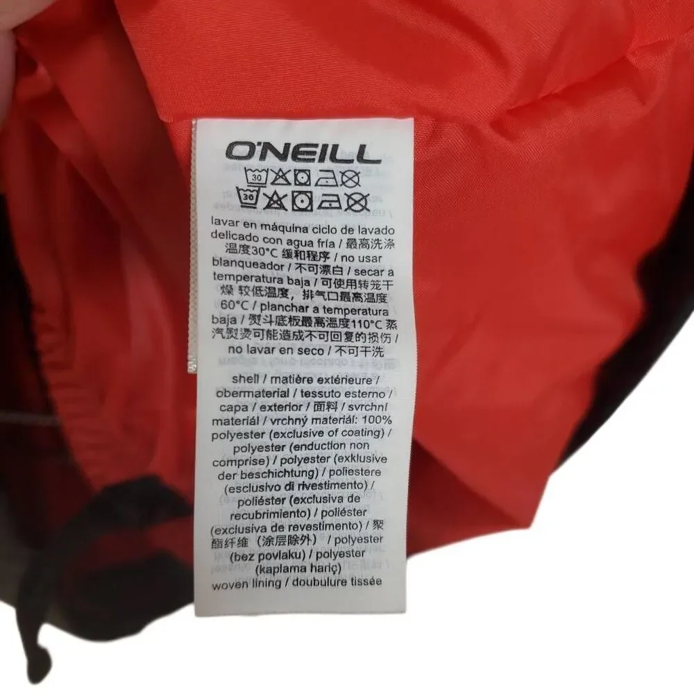 Oneill Black Poppy Red Colorblock Zip Up Seashell Snowboarding Jacket Size Large